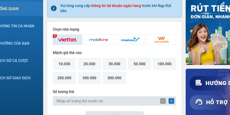 Các phương thức rút tiền Sin88 hiện có